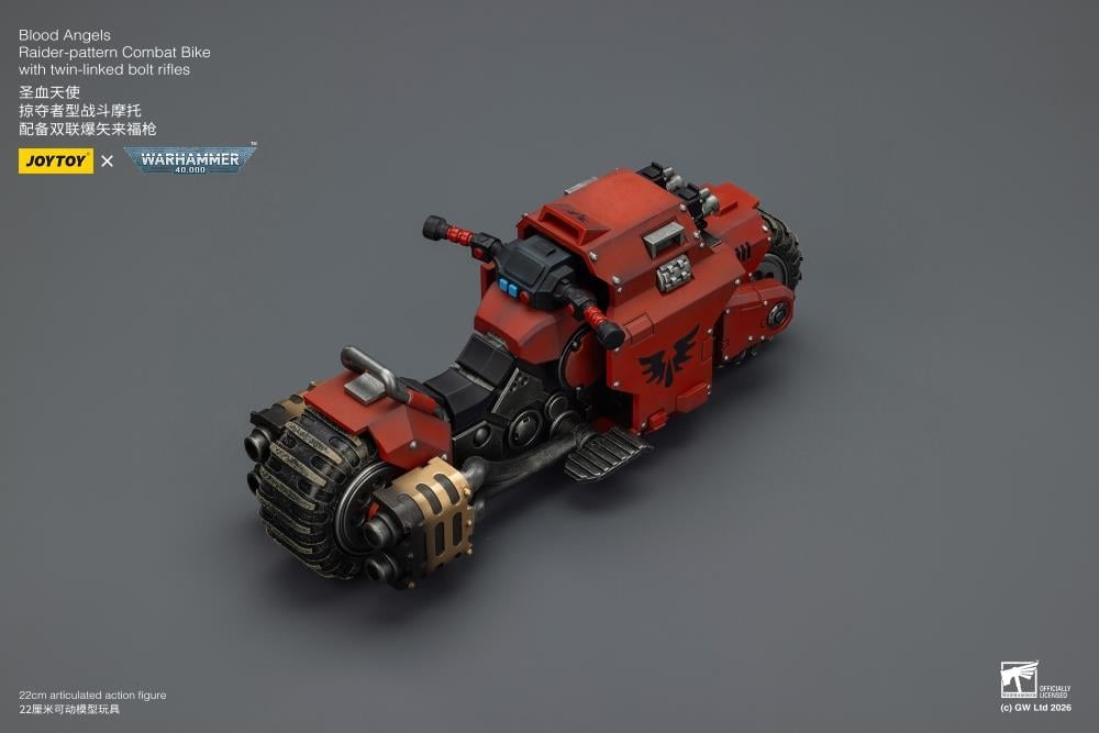 Warhammer 40,000 Blood Angels Raider-pattern Combat Bike with Twin-linked Bolt Rifles 1/18 Scale Vehicle Gallery Image 5