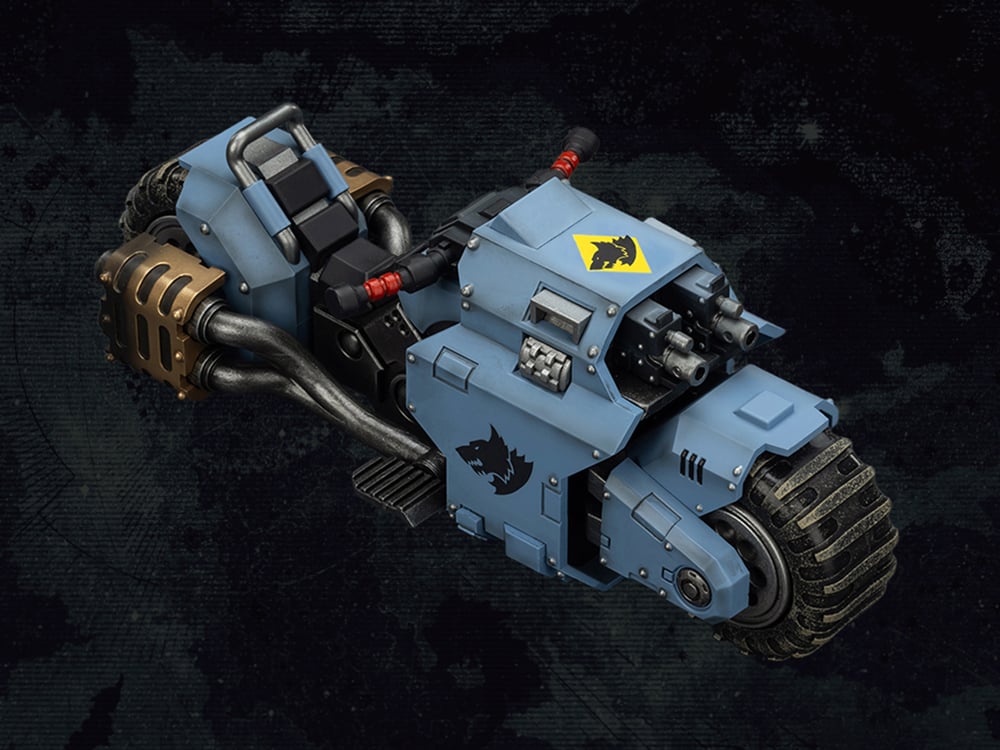 Warhammer 40,000 Space Wolves Raider-pattern Combat Bike with Twin-linked Bolt Rifles 1/18 Scale Vehicle Gallery Image 1
