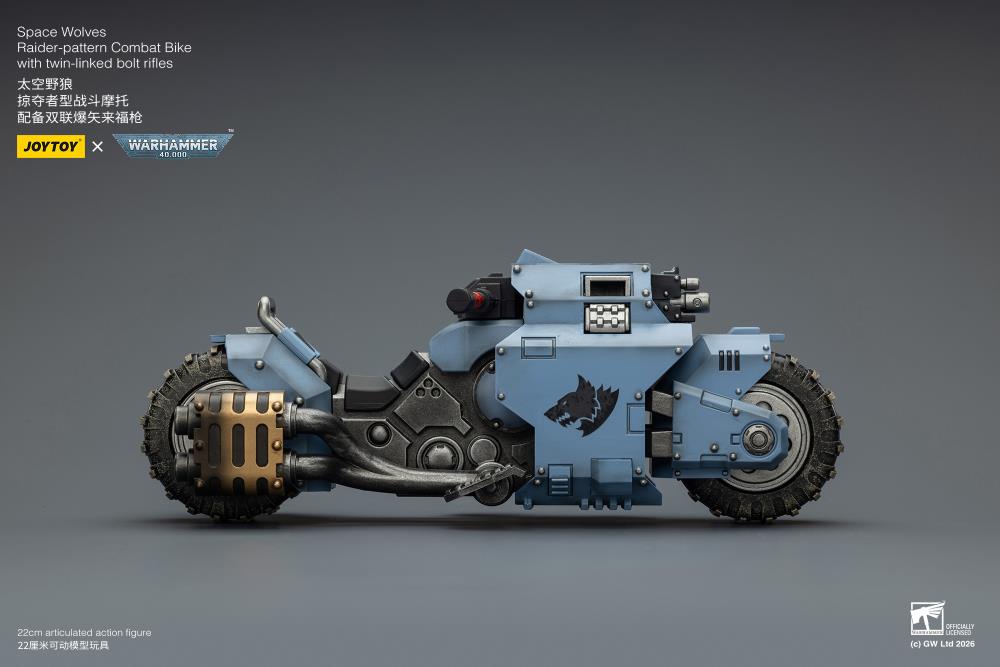 Warhammer 40,000 Space Wolves Raider-pattern Combat Bike with Twin-linked Bolt Rifles 1/18 Scale Vehicle Gallery Image 9
