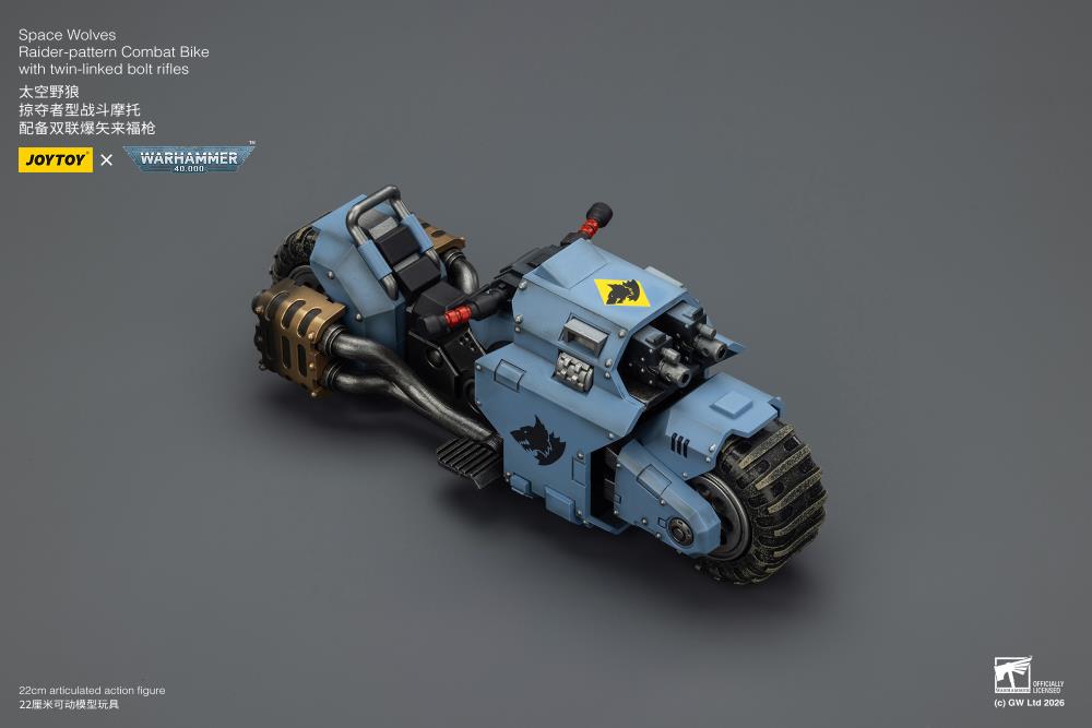 Warhammer 40,000 Space Wolves Raider-pattern Combat Bike with Twin-linked Bolt Rifles 1/18 Scale Vehicle Gallery Image 5