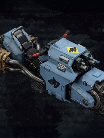 Warhammer 40,000 Space Wolves Raider-pattern Combat Bike with Twin-linked Bolt Rifles 1/18 Scale Vehicle Gallery Image 2