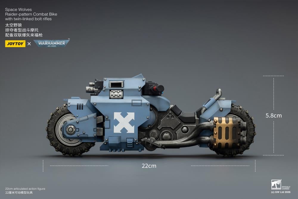 Warhammer 40,000 Space Wolves Raider-pattern Combat Bike with Twin-linked Bolt Rifles 1/18 Scale Vehicle Gallery Image 14