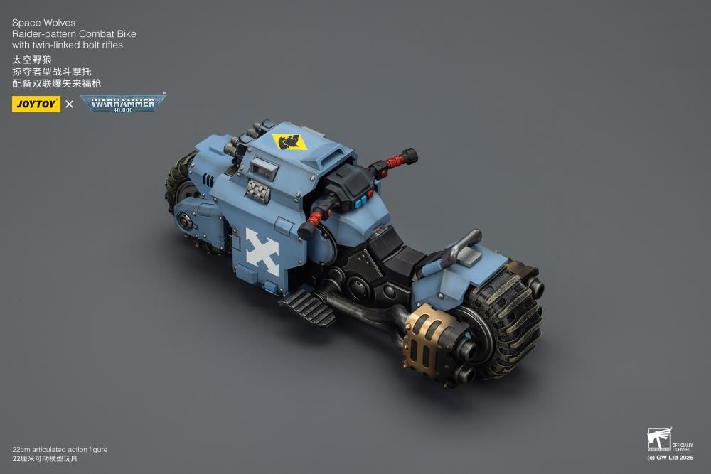 Warhammer 40,000 Space Wolves Raider-pattern Combat Bike with Twin-linked Bolt Rifles 1/18 Scale Vehicle Gallery Image 6