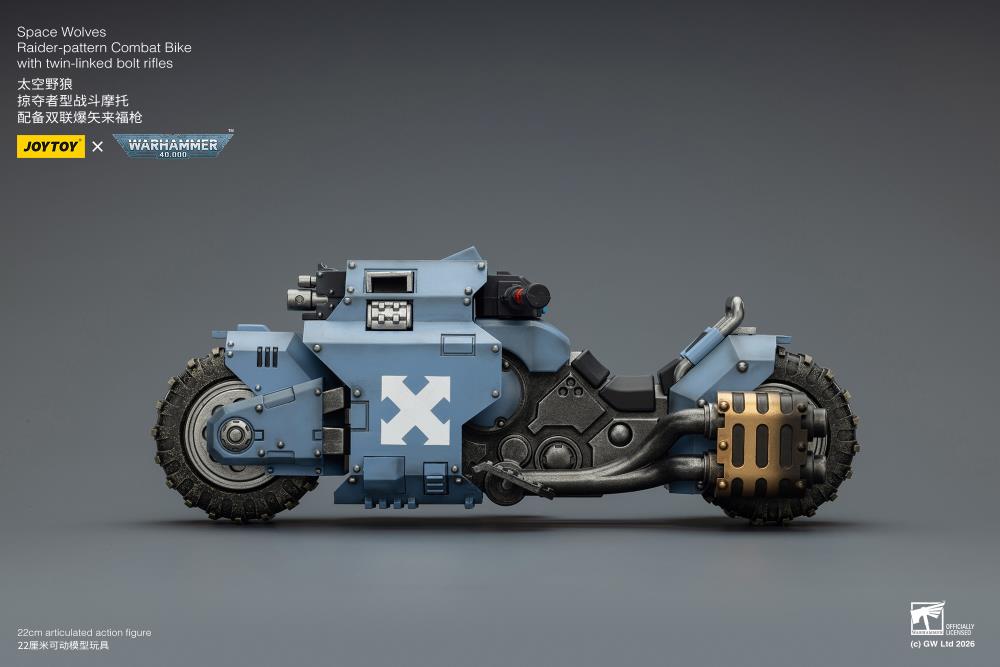 Warhammer 40,000 Space Wolves Raider-pattern Combat Bike with Twin-linked Bolt Rifles 1/18 Scale Vehicle Gallery Image 8