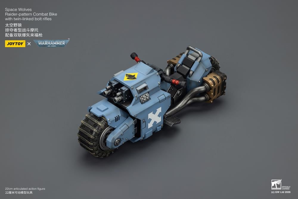 Warhammer 40,000 Space Wolves Raider-pattern Combat Bike with Twin-linked Bolt Rifles 1/18 Scale Vehicle Gallery Image 4