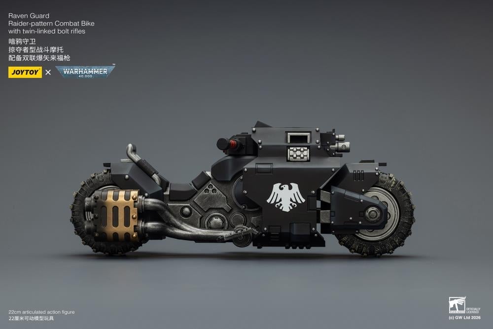 Warhammer 40,000 Raven Guard Raider-pattern Combat Bike with Twin-linked Bolt Rifles 1/18 Scale Vehicle Gallery Image 9