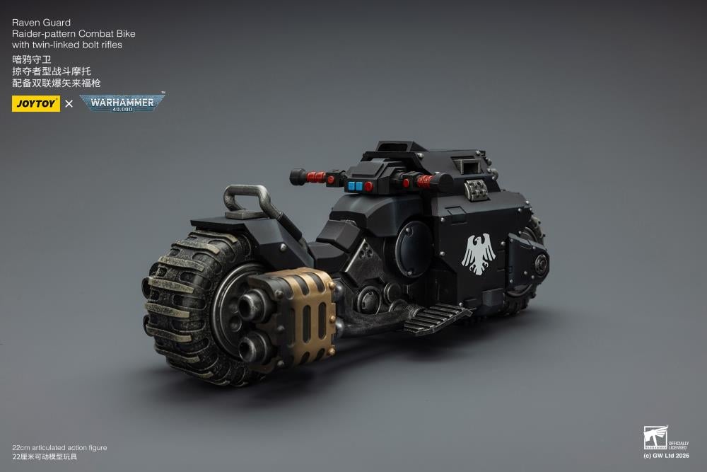 Warhammer 40,000 Raven Guard Raider-pattern Combat Bike with Twin-linked Bolt Rifles 1/18 Scale Vehicle Gallery Image 13