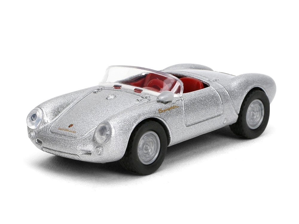 1955 Porsche 550 Spyder Silver 1/64 Scale Diecast Model