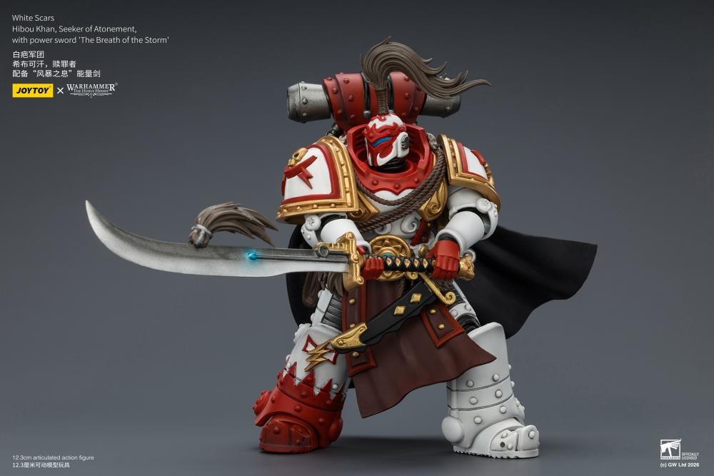 Warhammer: The Horus Heresy White Scars Hibou Khan Seeker of Atonement with The Breath of the Storm Powersword 1/18 Scale Action Figure Gallery Image 8