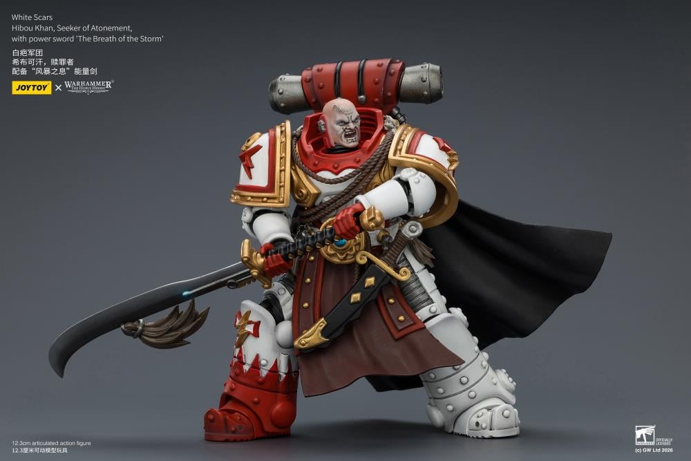 Warhammer: The Horus Heresy White Scars Hibou Khan Seeker of Atonement with The Breath of the Storm Powersword 1/18 Scale Action Figure Gallery Image 11