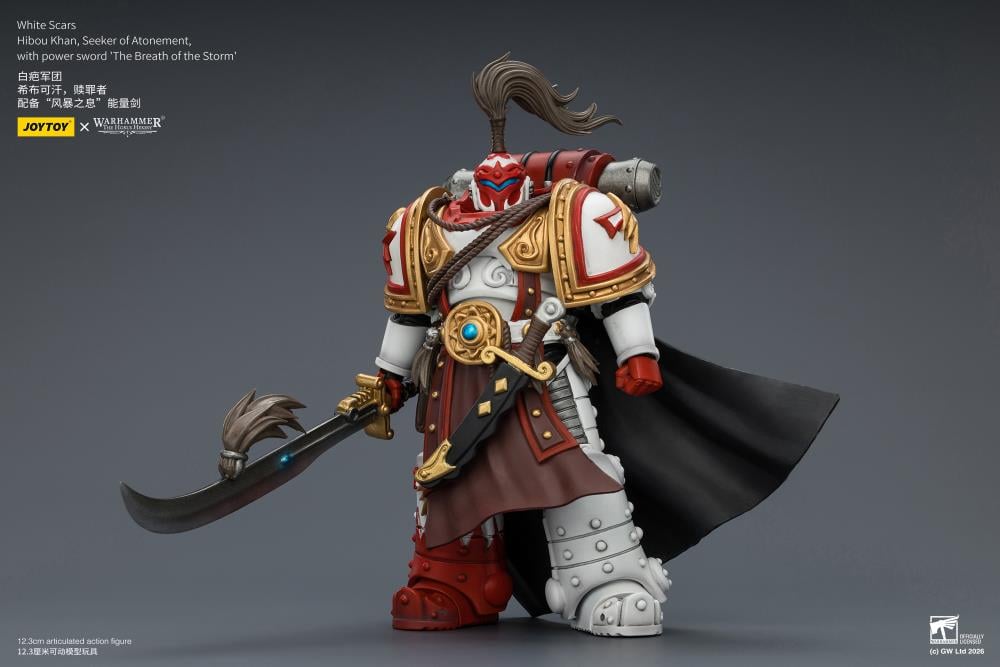 Warhammer: The Horus Heresy White Scars Hibou Khan Seeker of Atonement with The Breath of the Storm Powersword 1/18 Scale Action Figure Gallery Image 6