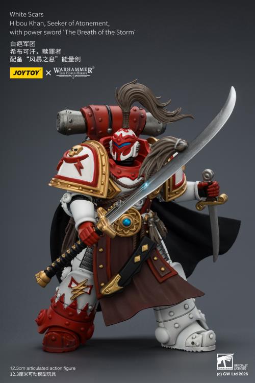 Warhammer: The Horus Heresy White Scars Hibou Khan Seeker of Atonement with The Breath of the Storm Powersword 1/18 Scale Action Figure Gallery Image 10