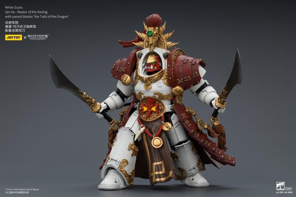Warhammer: The Horus Heresy White Scars Qin Xa Master of the Keshig with The Tails of the Dragon Blades 1/18 Scale Action Figure Gallery Image 8
