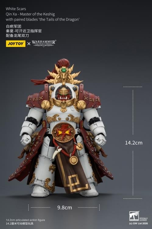 Warhammer: The Horus Heresy White Scars Qin Xa Master of the Keshig with The Tails of the Dragon Blades 1/18 Scale Action Figure Gallery Image 12