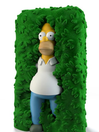 The Simpsons Art Giant Homer in Hedge 36-Inch Flocked Sculpture Gallery Image 2