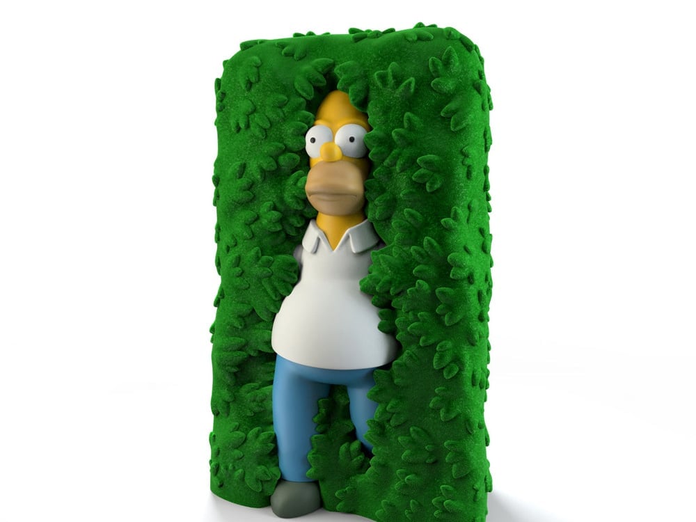 The Simpsons Art Giant Homer in Hedge 36-Inch Flocked Sculpture Gallery Image 1