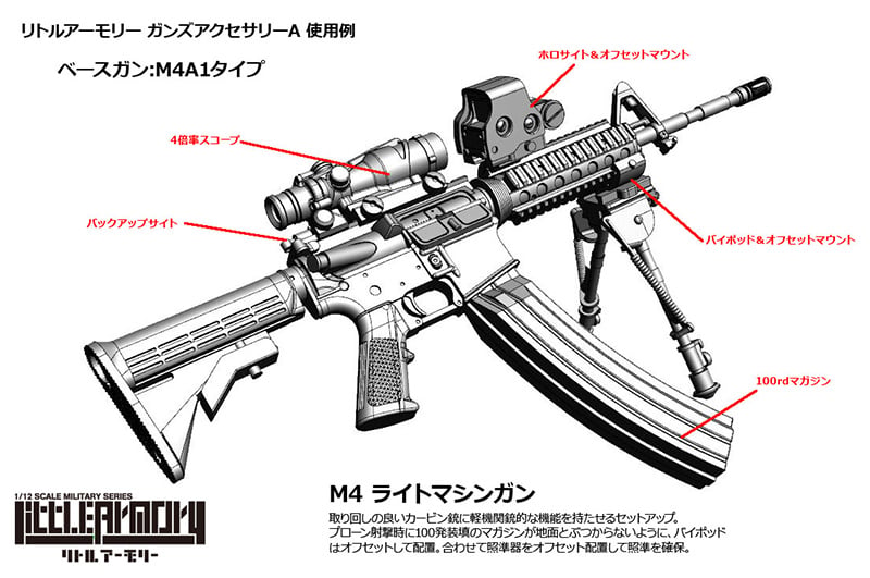 Little Armory LD022 Guns Accessory A2 (FDE Color Ver.) 1/12 Scale Accessory Set Gallery Image 6