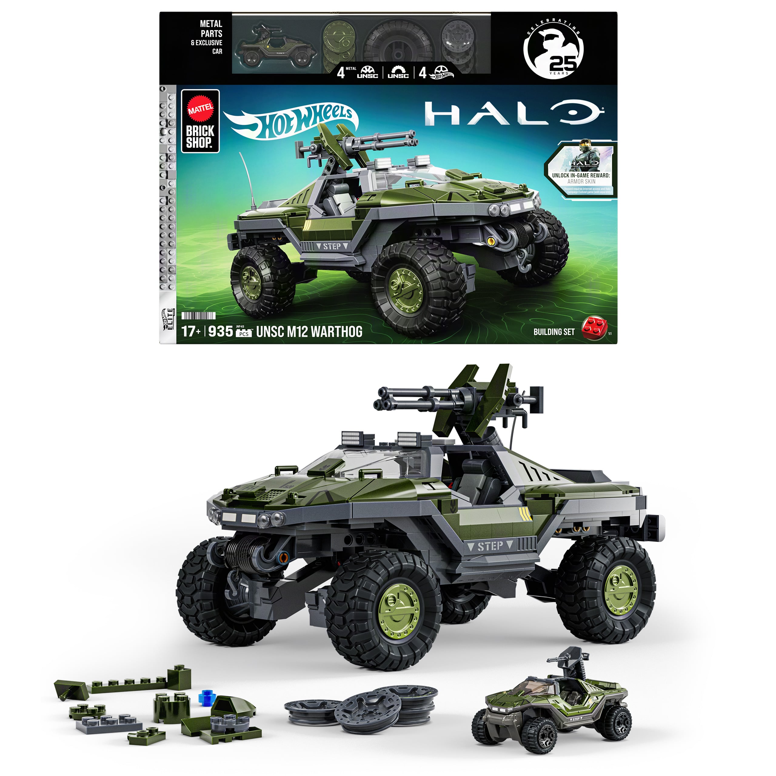 Halo 25th Anniversary Hot Wheels Brick Shop UNSC M12 Warthog Building Set Gallery Image 9
