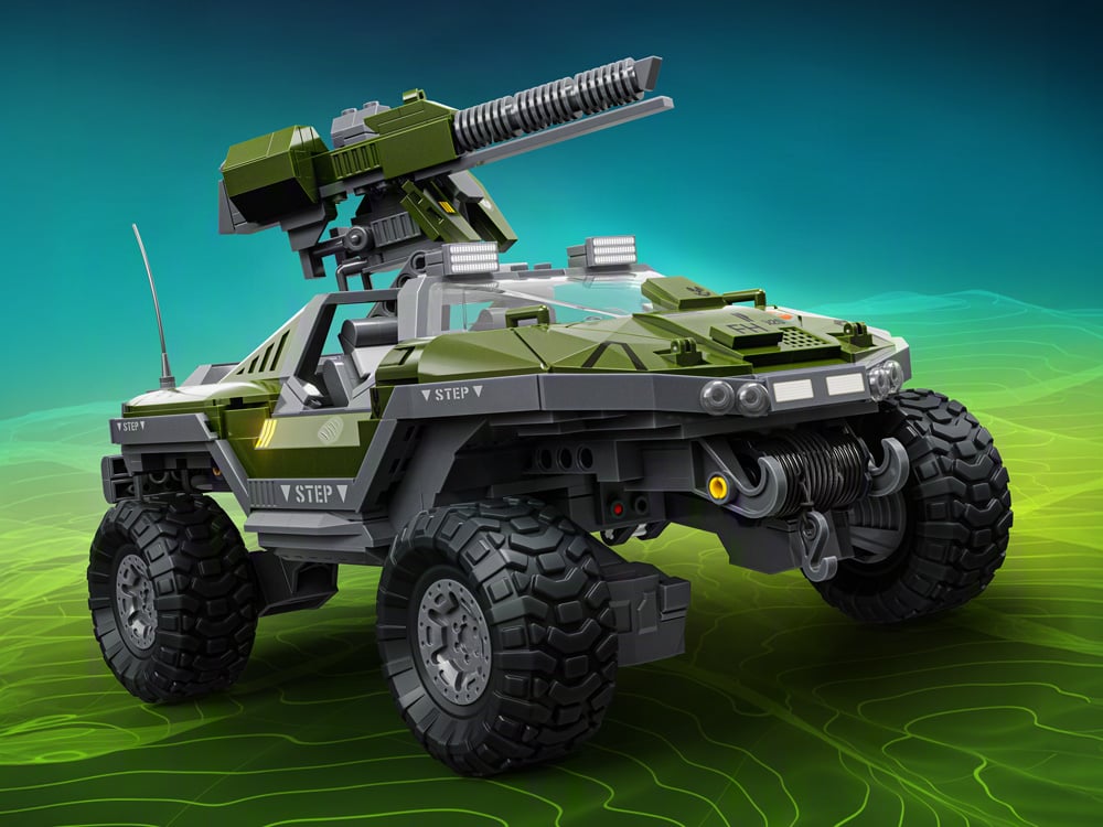 Image of Halo 25th Anniversary Hot Wheels Brick Shop UNSC M12 Warthog Building Set