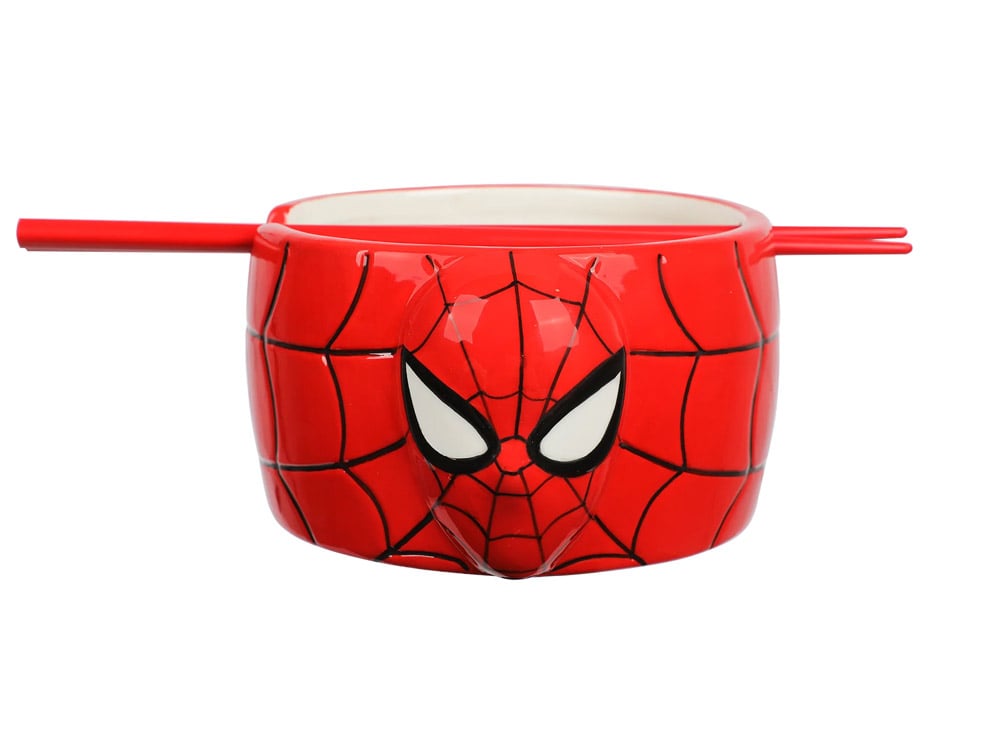Marvel Classic Spider-Man Sculpted Ceramic Ramen Bowl with Chopsticks Gallery Image 1