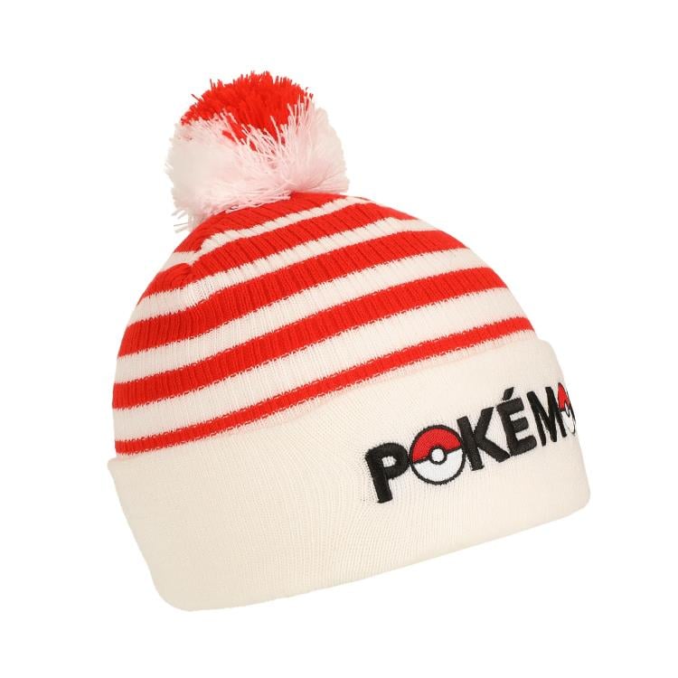 Pokemon Pokeball Red and White Striped Cuff Beanie Gallery Image 3