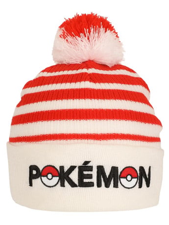 Pokemon Pokeball Red and White Striped Cuff Beanie Gallery Image 2