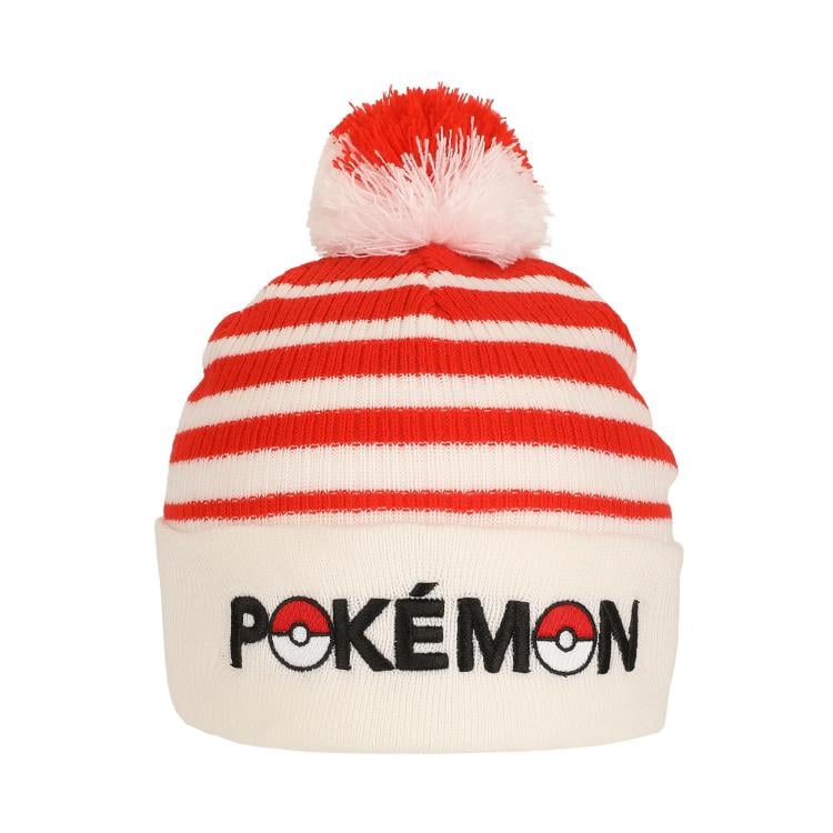 Pokemon Pokeball Red and White Striped Cuff Beanie Gallery Image 4