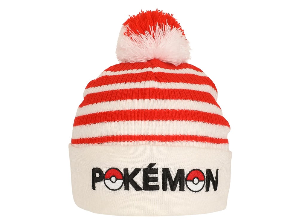 Pokemon Pokeball Red and White Striped Cuff Beanie Gallery Image 1