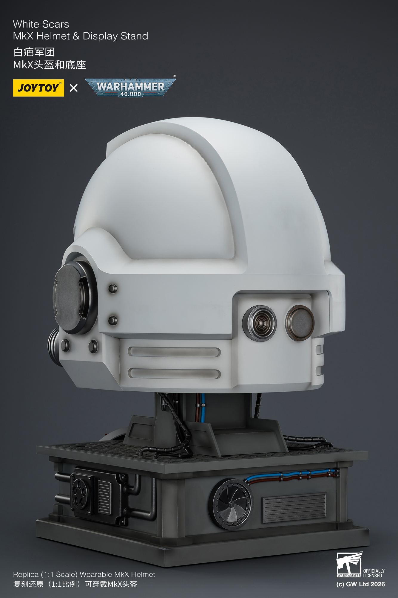 Warhammer 40,000 White Scars Mk X 1/1 Scale Helmet Replica with Display Stand Gallery Image 12