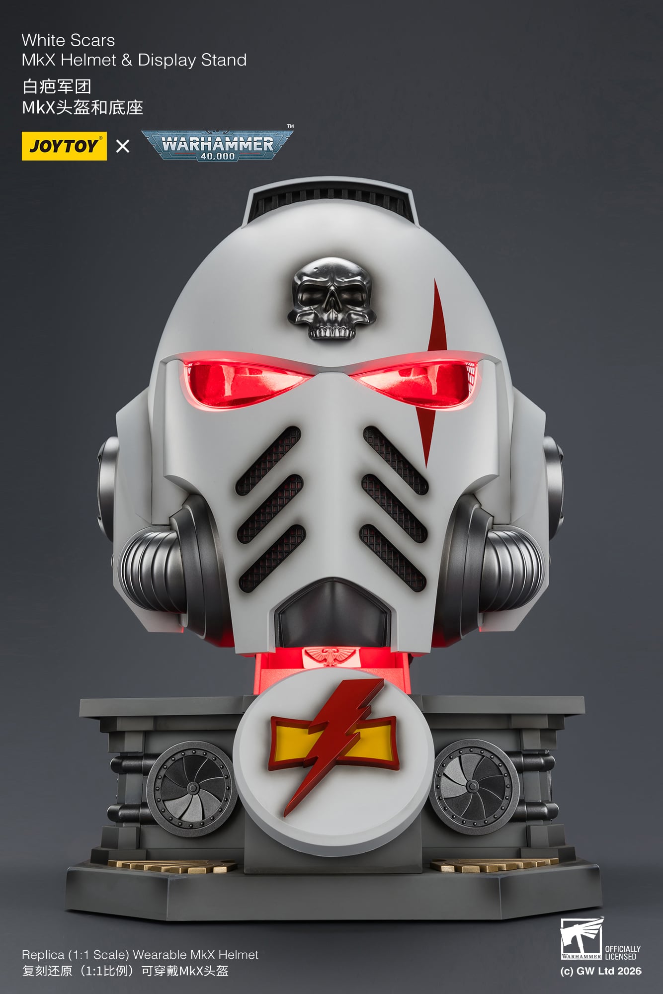 Warhammer 40,000 White Scars Mk X 1/1 Scale Helmet Replica with Display Stand Gallery Image 17