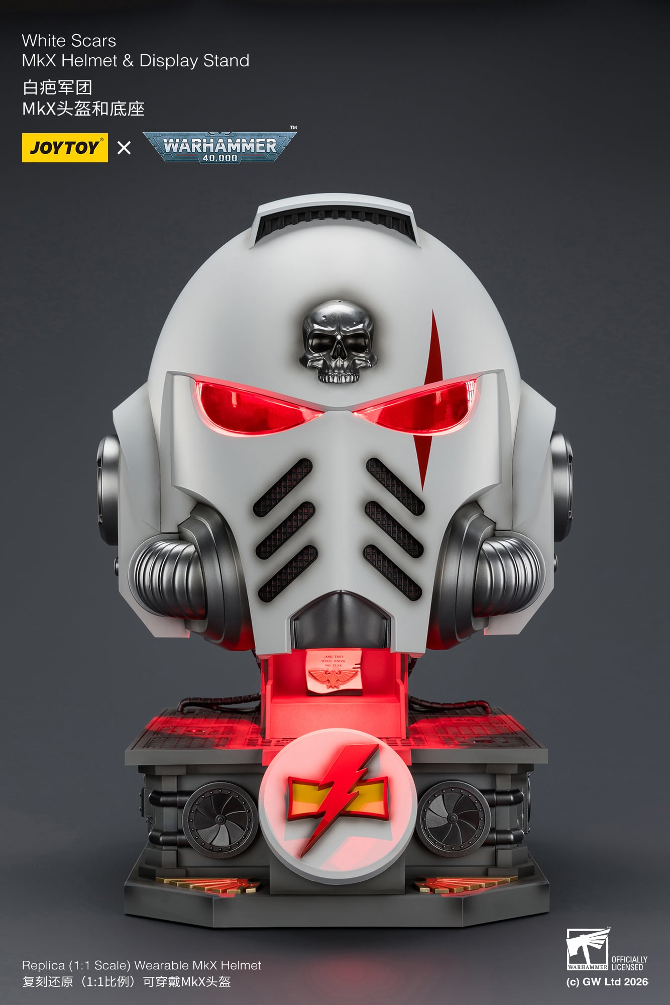 Warhammer 40,000 White Scars Mk X 1/1 Scale Helmet Replica with Display Stand Gallery Image 14