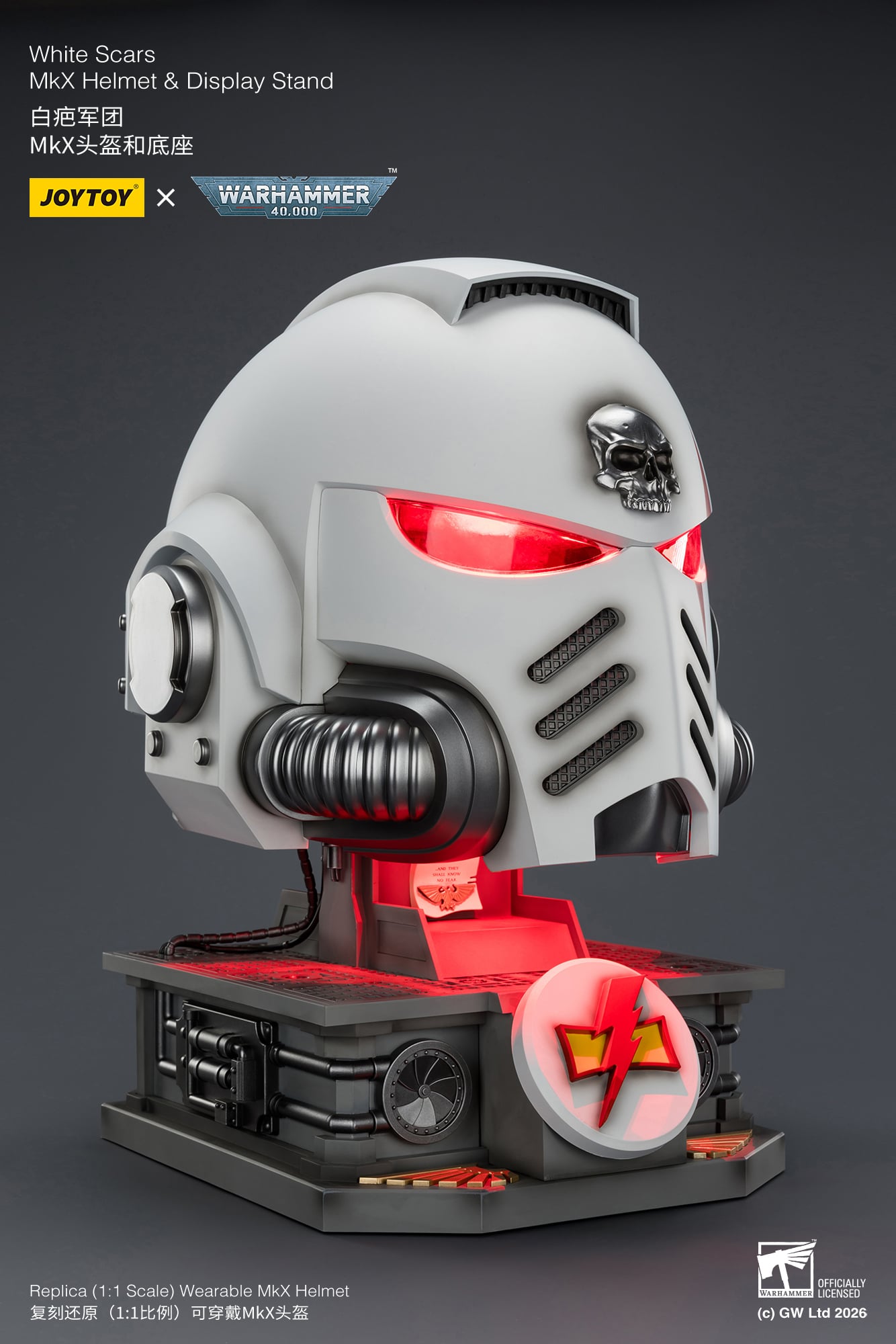 Warhammer 40,000 White Scars Mk X 1/1 Scale Helmet Replica with Display Stand Gallery Image 15