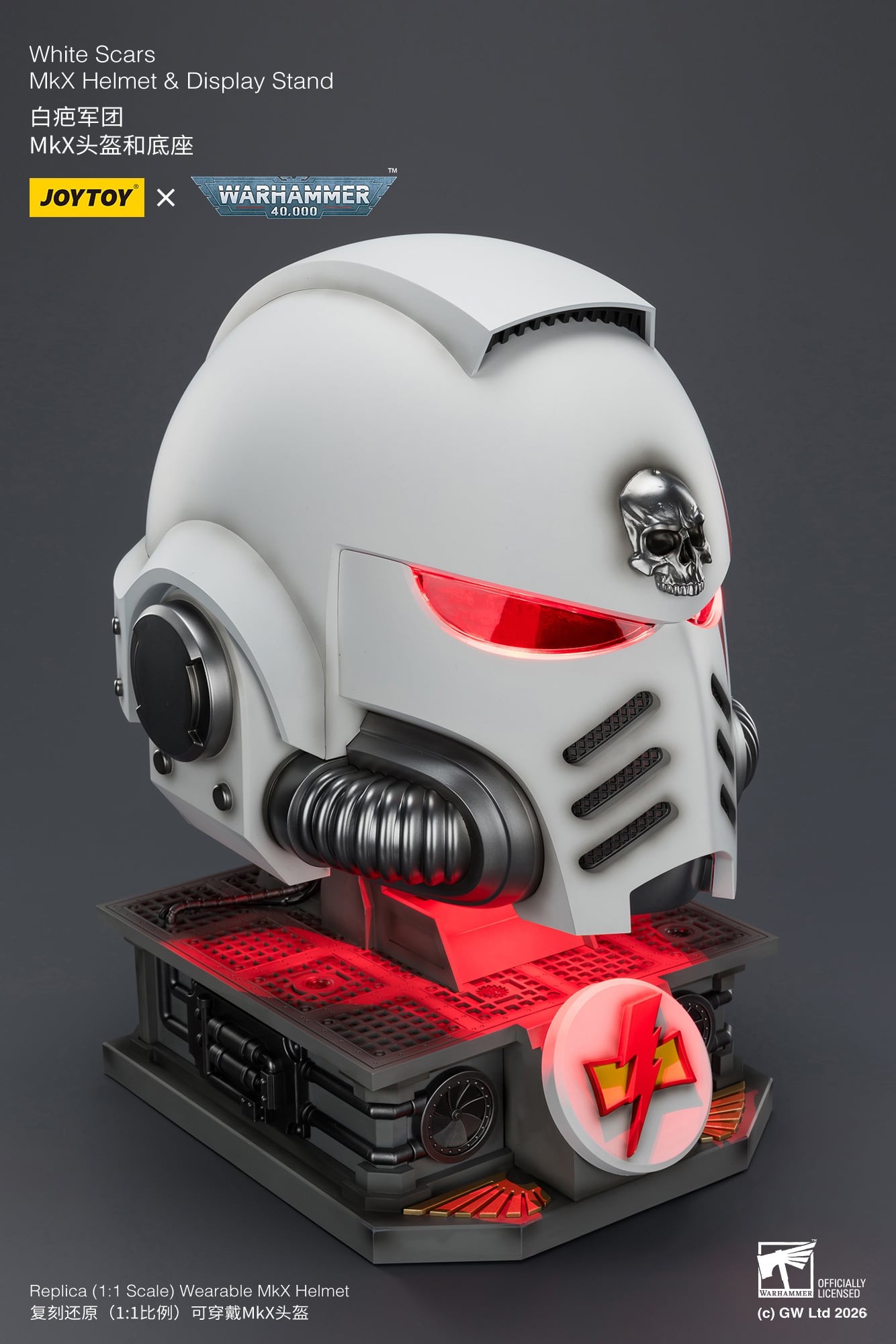 Warhammer 40,000 White Scars Mk X 1/1 Scale Helmet Replica with Display Stand Gallery Image 19