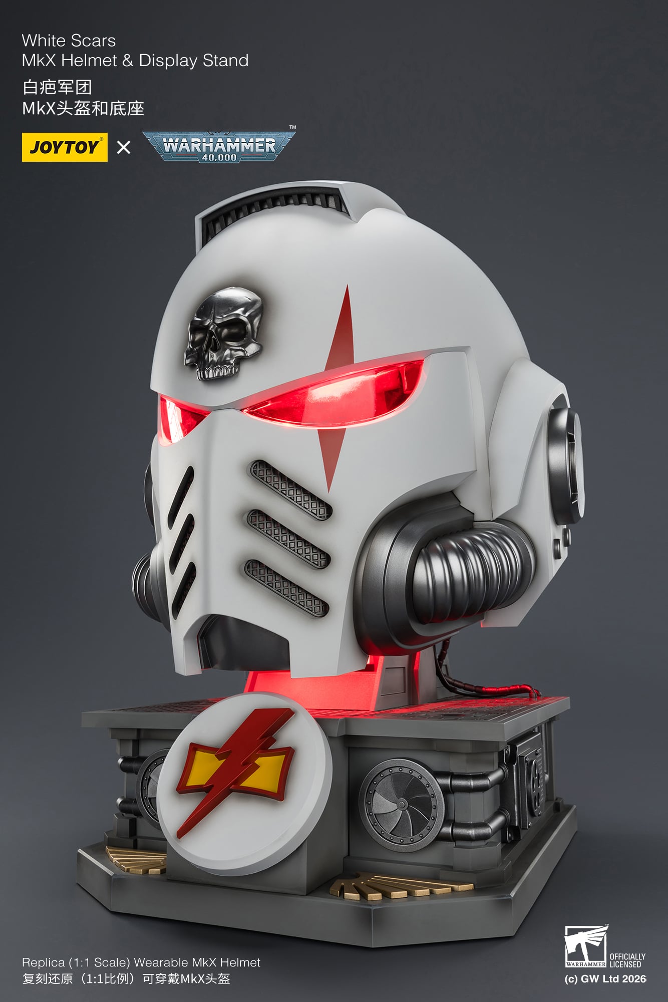 Warhammer 40,000 White Scars Mk X 1/1 Scale Helmet Replica with Display Stand Gallery Image 20