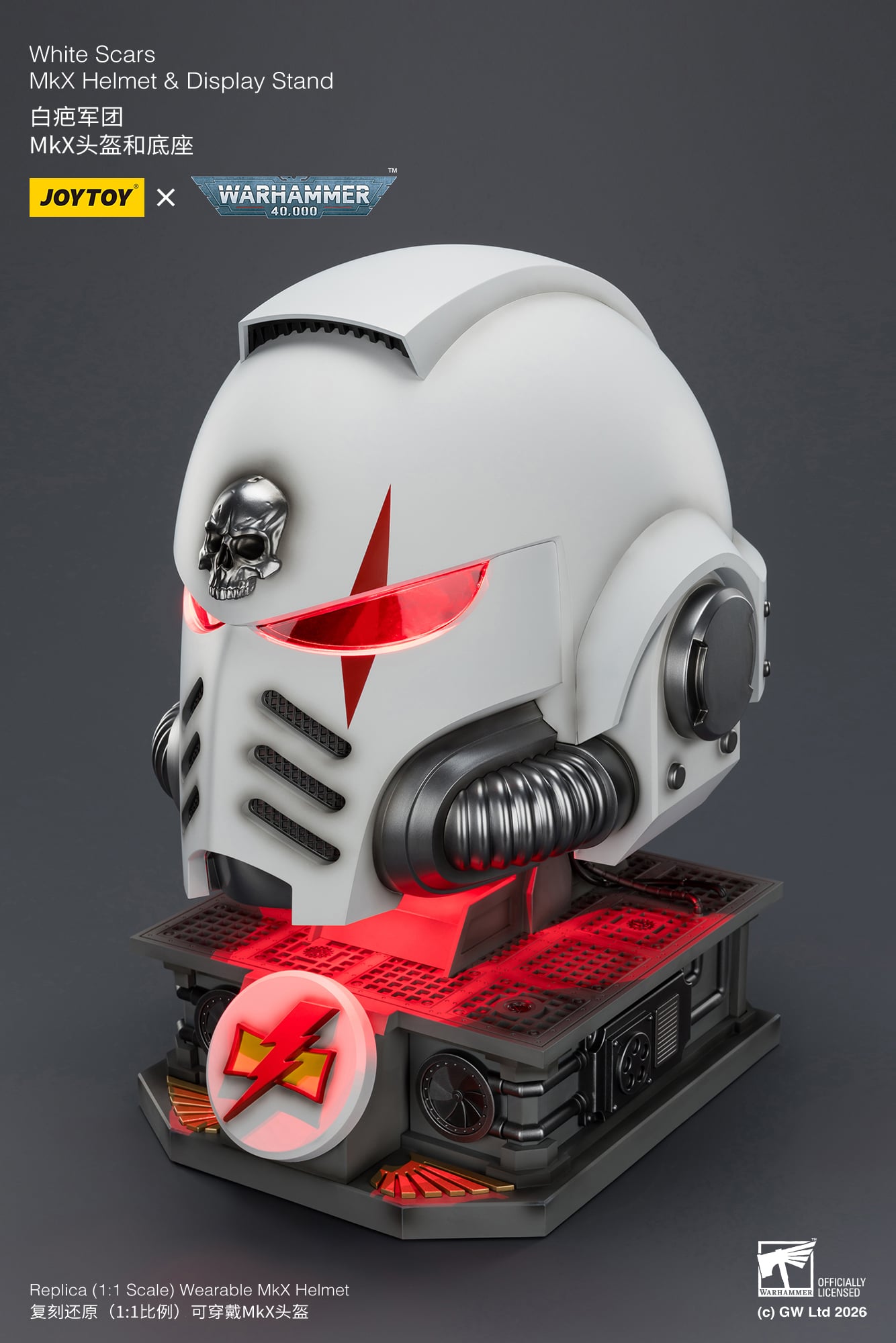 Warhammer 40,000 White Scars Mk X 1/1 Scale Helmet Replica with Display Stand Gallery Image 21