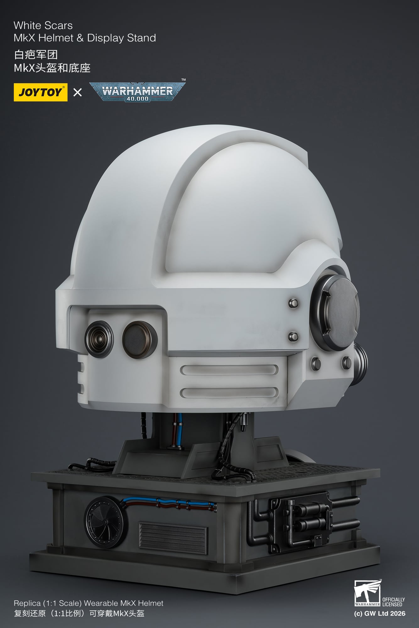 Warhammer 40,000 White Scars Mk X 1/1 Scale Helmet Replica with Display Stand Gallery Image 8