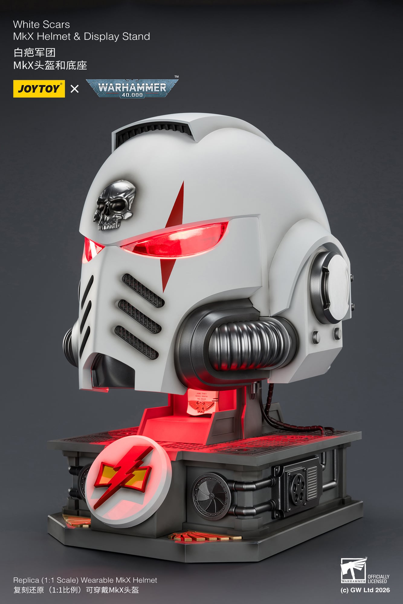 Warhammer 40,000 White Scars Mk X 1/1 Scale Helmet Replica with Display Stand Gallery Image 16
