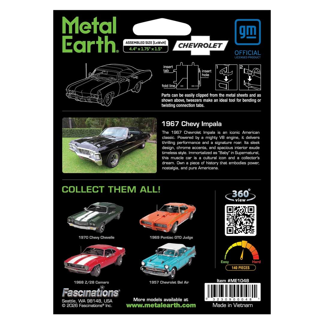 Metal Earth 1967 Chevy Impala 1/48 Scale Model Kit Gallery Image 8