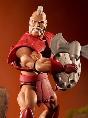 Masters Of The Universe Origins Geldor - Action Figure 15,2 Cm Con Scudo, Tre Asce E Mini Fumetto - 2