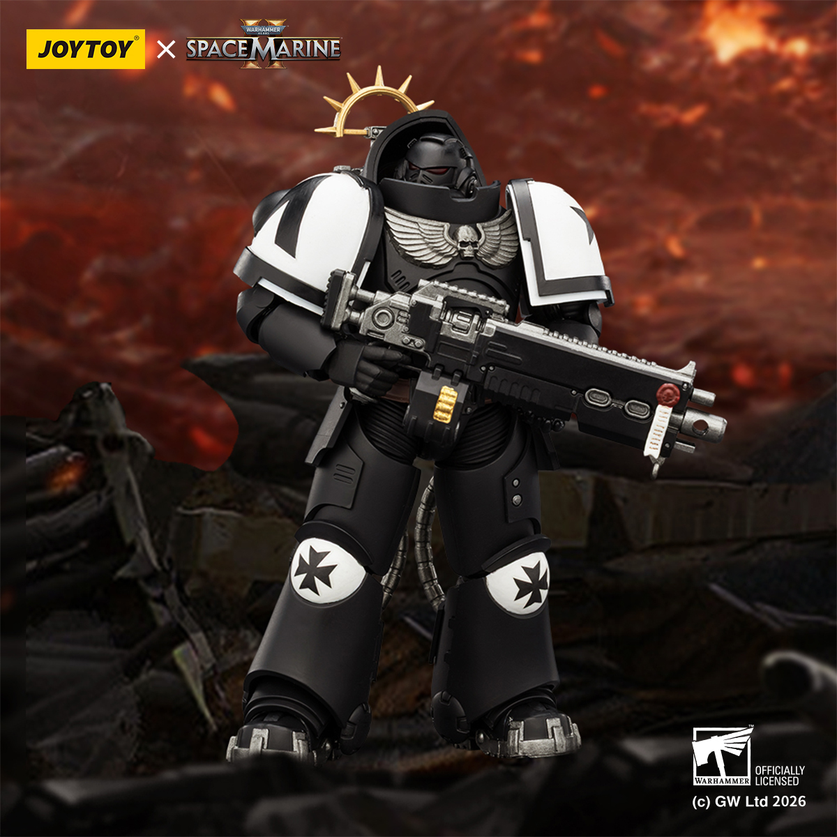 Warhammer 40,000: Space Marine 2 Black Templars Heavy Intercessor with Heavy Bolt Rifle and Bolt Pistol (Game Edition) 1/18 Scale Action Figure Gallery Image 14