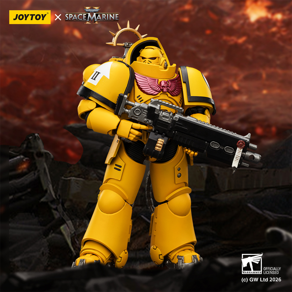 Warhammer 40,000: Space Marine 2 Imperial Fists Heavy Intercessor with Heavy Bolt Rifle and Bolt Pistol (Game Edition) 1/18 Scale Action Figure Gallery Image 14