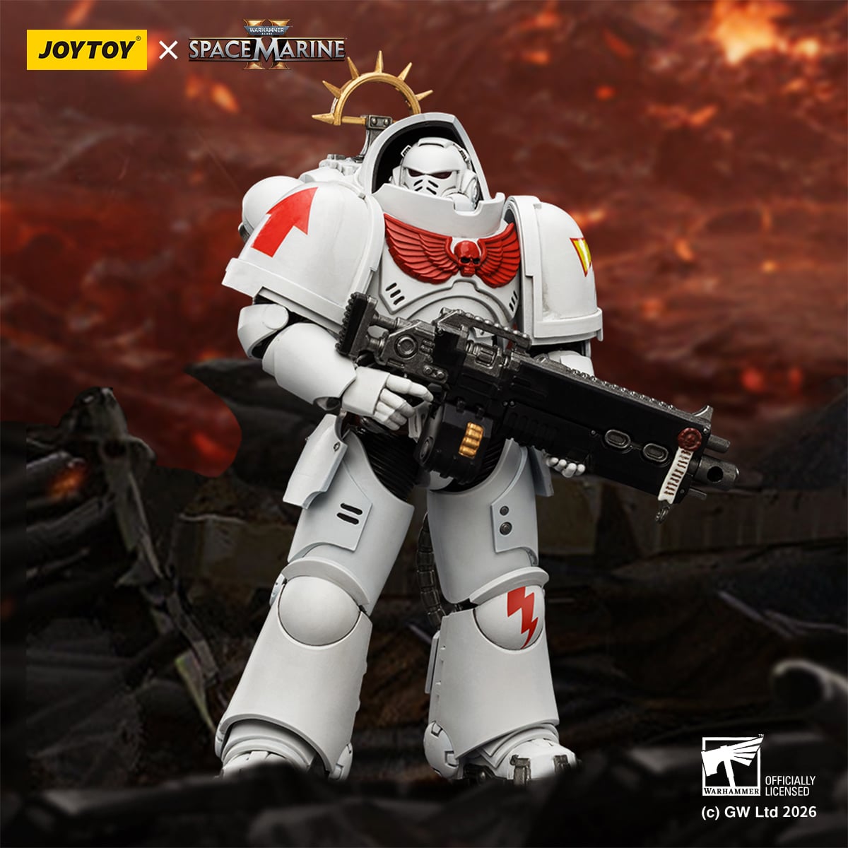 Warhammer 40,000: Space Marine 2 White Scars Heavy Intercessor with Heavy Bolt Rifle and Bolt Pistol (Game Edition) 1/18 Scale Action Figure Gallery Image 13