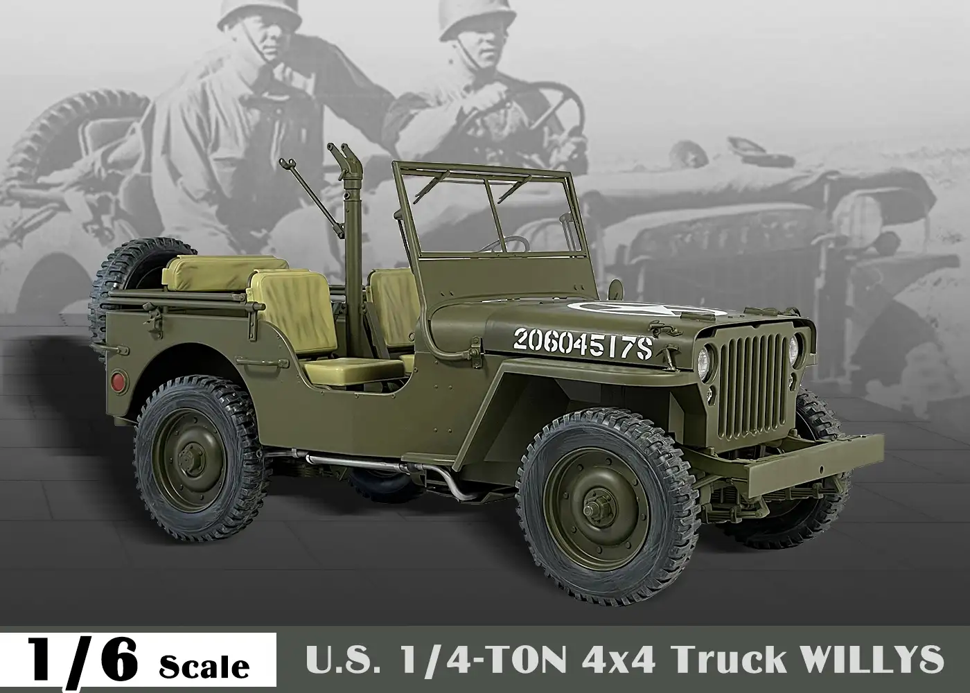 WWII U.S. Army 1/4 Ton 4x4 Truck WILLYS 1/6 Scale Vehicle