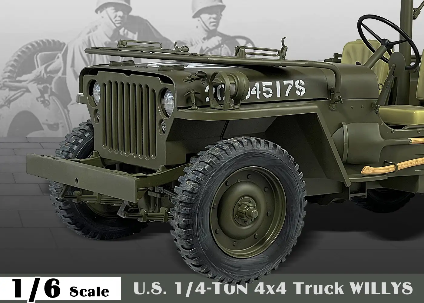 WWII U.S. Army 1/4 Ton 4x4 Truck WILLYS 1/6 Scale Vehicle