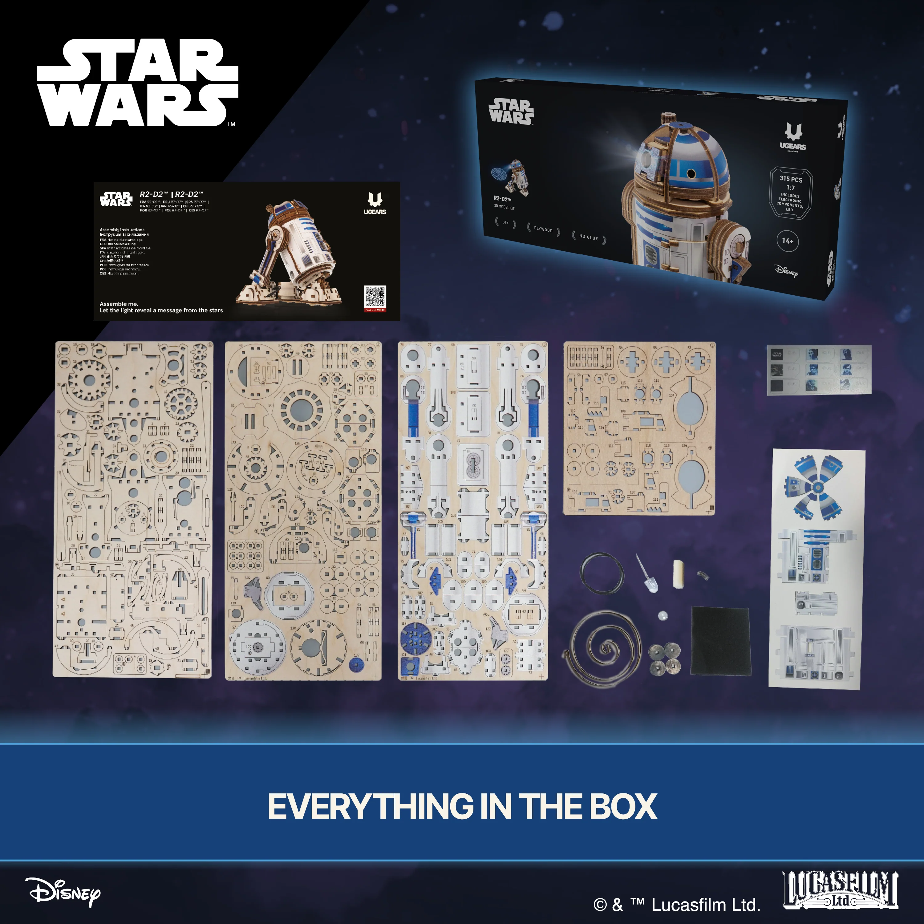 Star Wars R2-D2 Wooden Model Kit