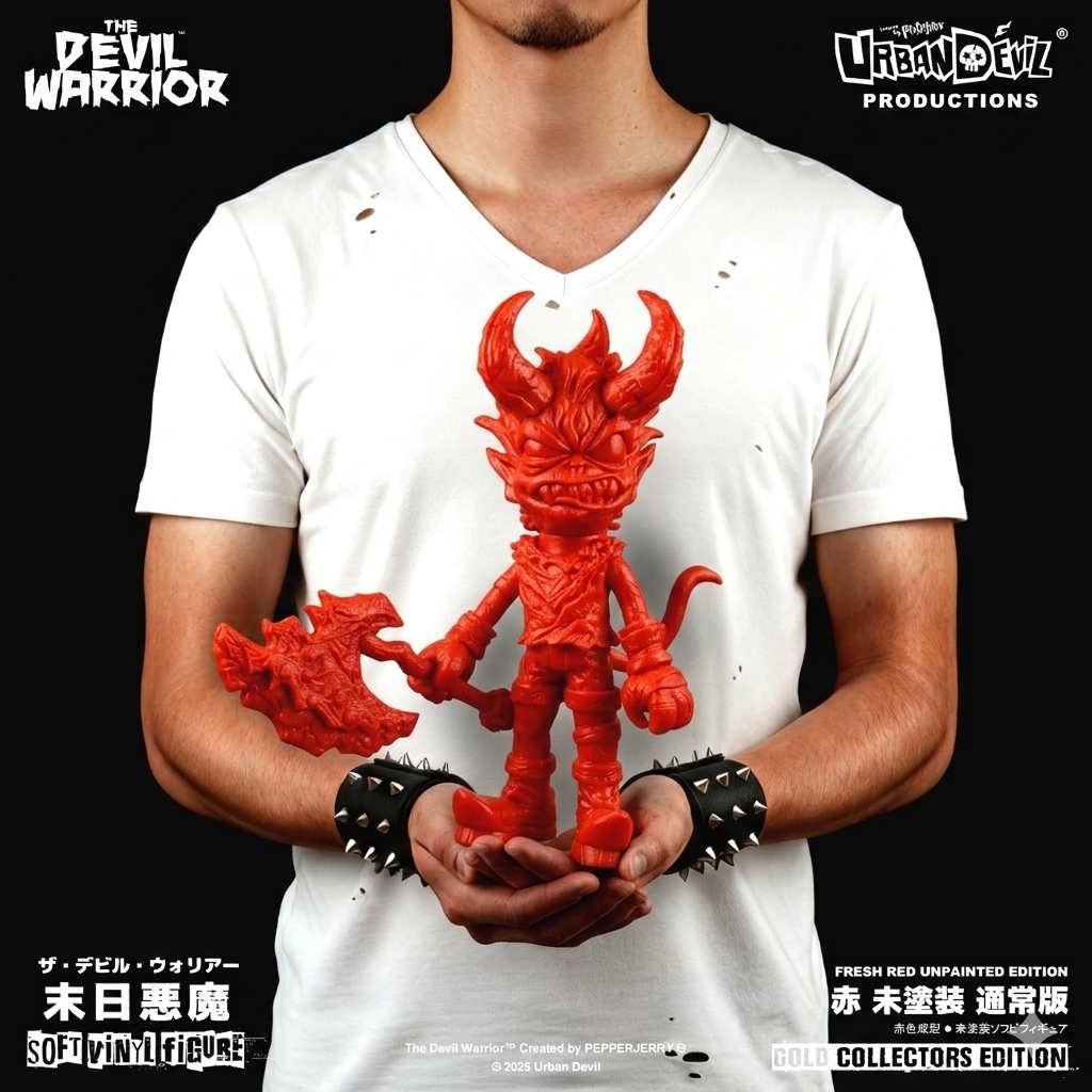 The Devil Warrior (Fresh Red Ver.) Sofubi Gold Collector's Limited Edition Soft Vinyl Figure Gallery Image 9