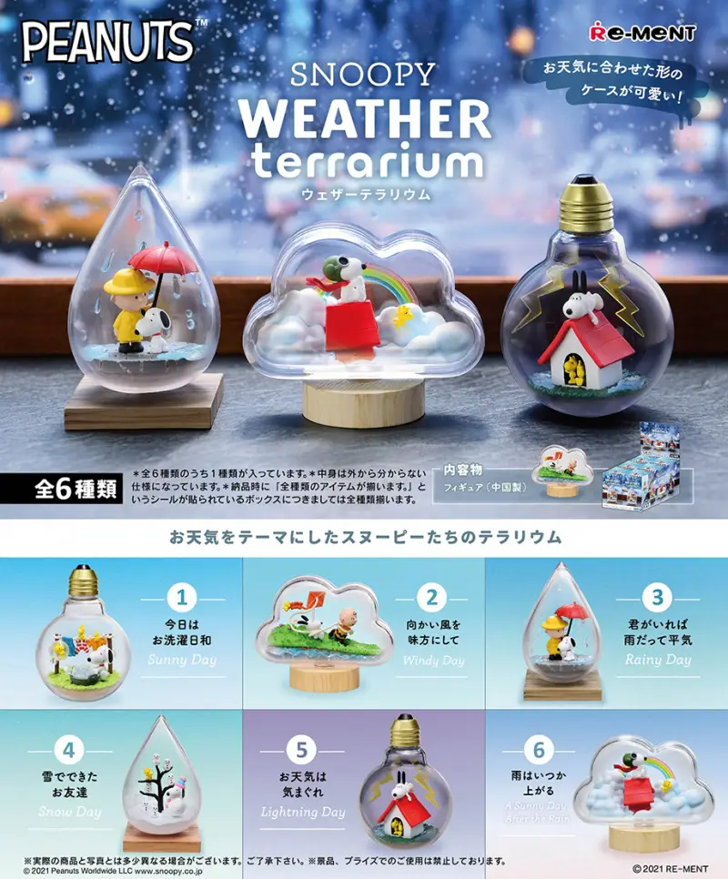 SNOOPY WEATHER terrarium 6個セット Peanuts Snoopy Weather Terrarium Box of 6 Figures (Reissue)