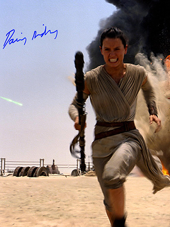 Daisy Ridley Signed Rey Running With Finn 16x20 Photo