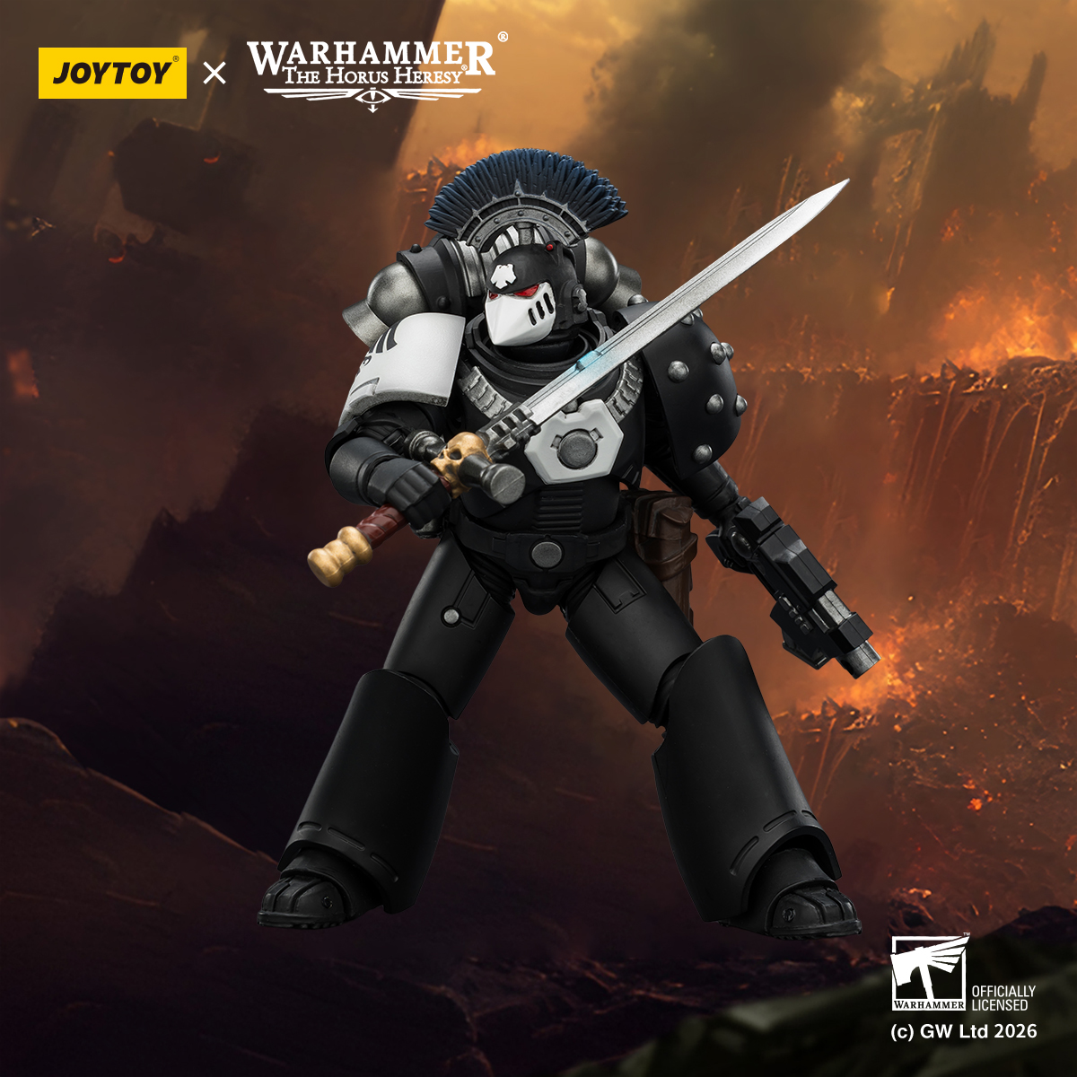 Warhammer: The Horus Heresy Raven Guard MkVI Sergeant with Power Sword, Bolter and Plasma Pistol 1/18 Scale Action Figure Gallery Image 3