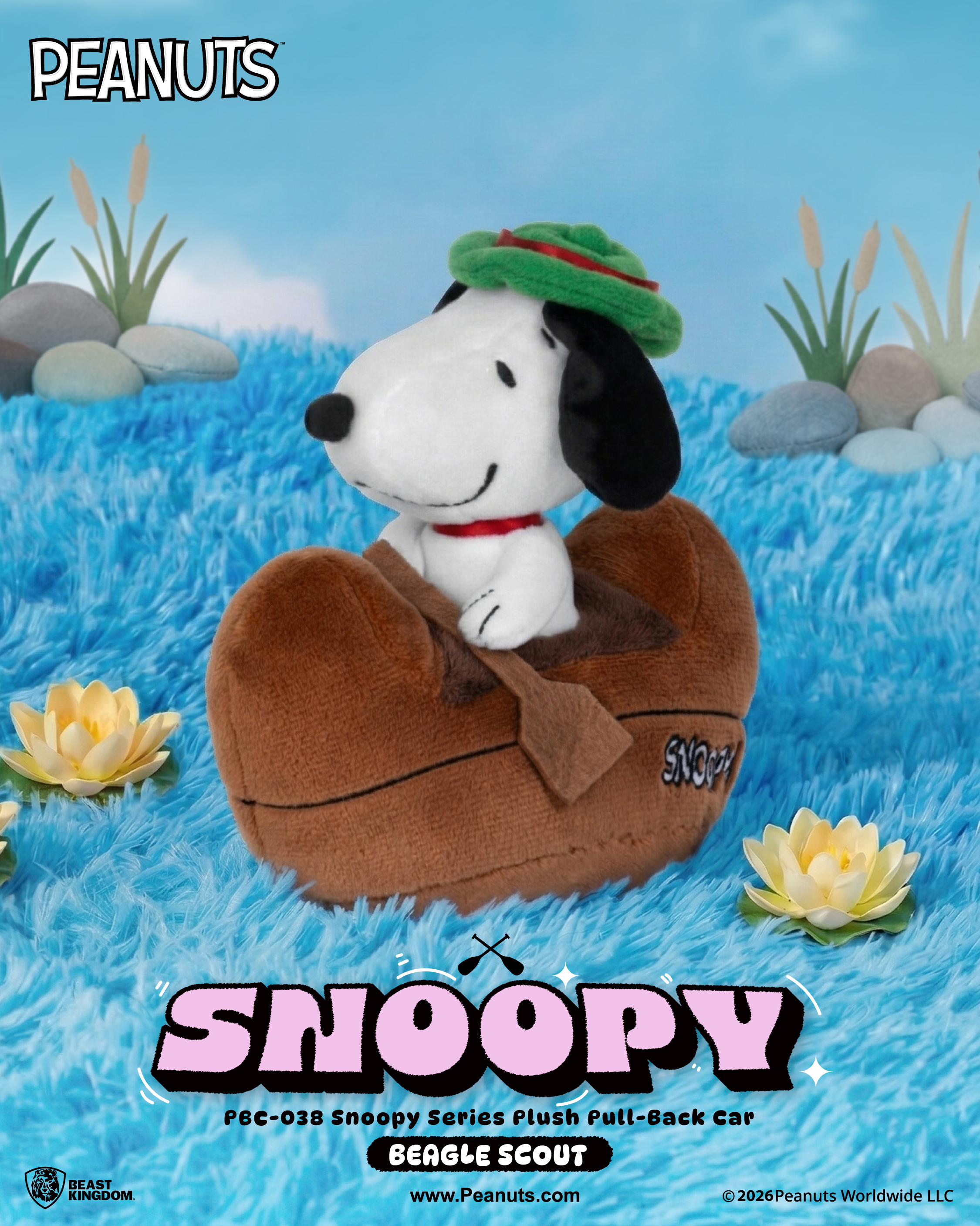 Peanuts PBC-038 Snoopy Series Plush Canoe Boxed Set of 4 Pull Back